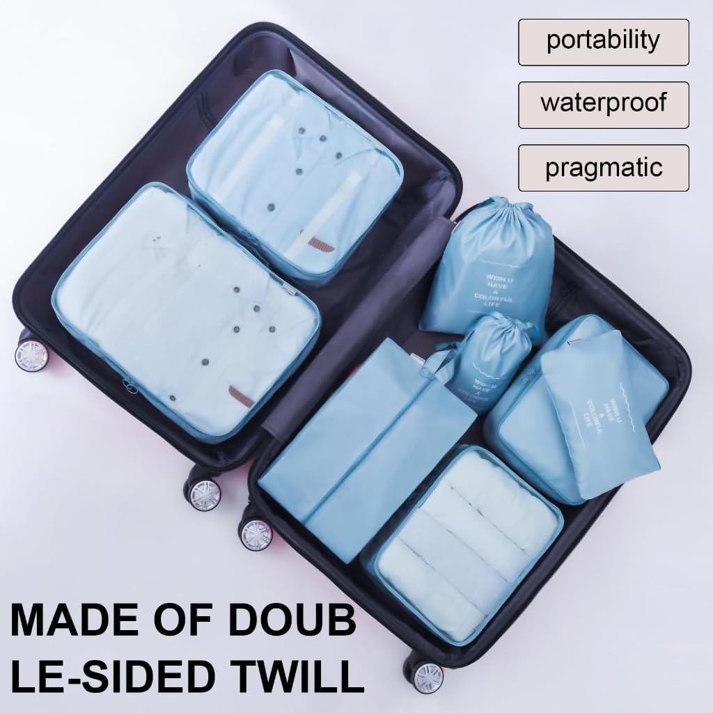 8x Suitcase Organiser Set Packing Cubes Travel Luggage Organiser Set Suitcase Organiser Bag for Clothes Cosmetics - Image 3