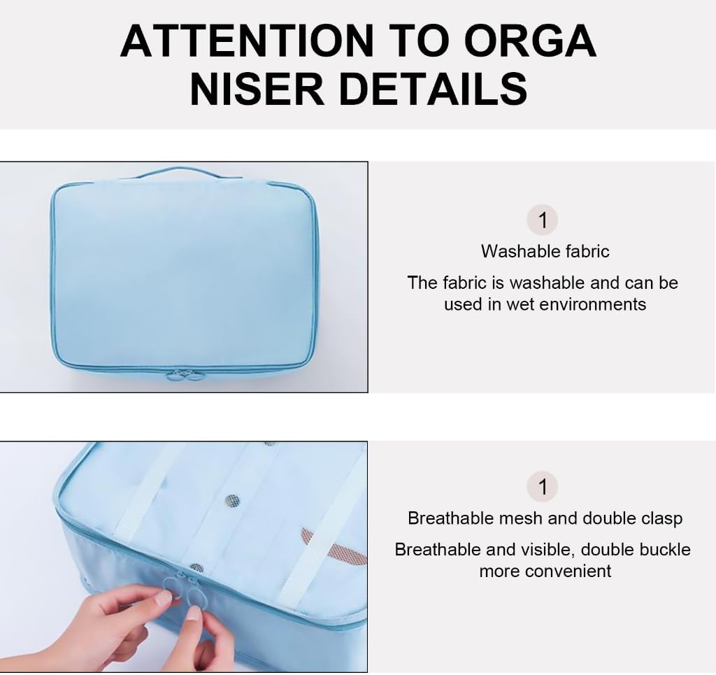 8x Suitcase Organiser Set Packing Cubes Travel Luggage Organiser Set Suitcase Organiser Bag for Clothes Cosmetics - Image 5