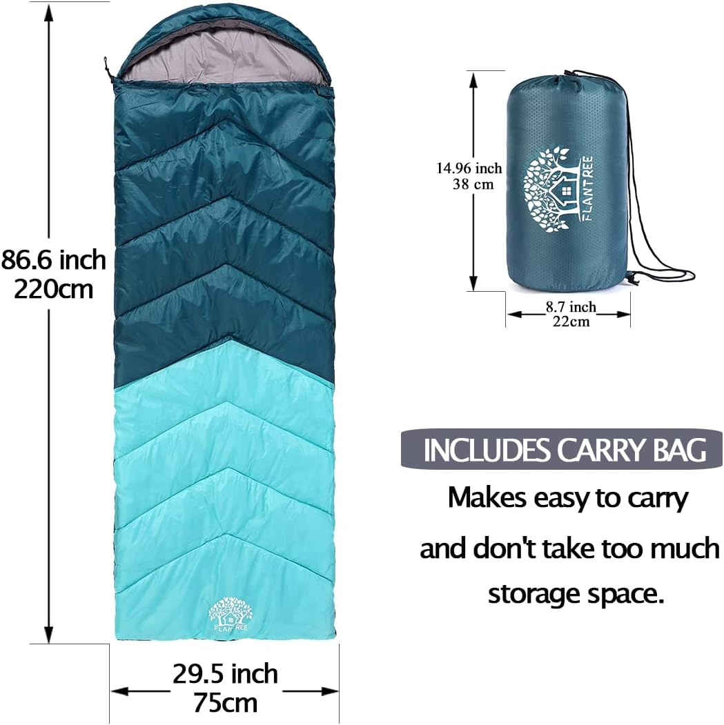 Sleeping Bag 4 Seasons Adults & Kids for Camping Hiking Trips Warm Cool Weather,Lightweight and Waterproof with Compression Bag,Indoors Outdoors Activities - Image 2