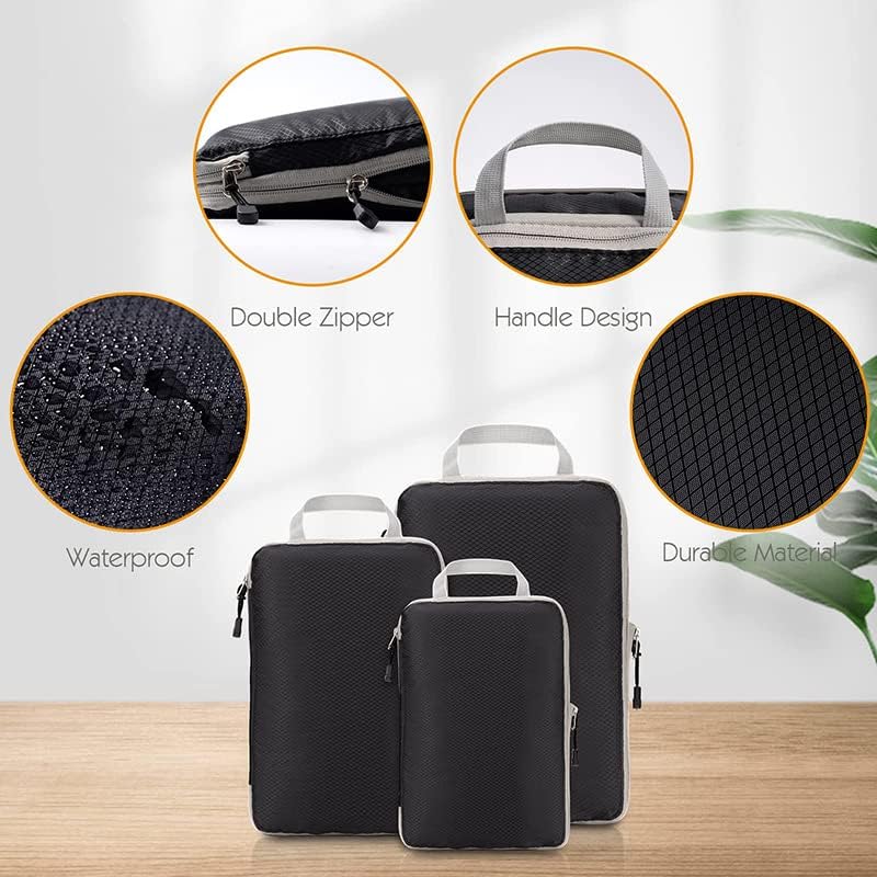 UTELKA Compression Packing Cubes 6/8/9 Piece Set Travel Packing Cubes, Multifunction Cubes Luggage Organiser Waterproof Travel Compression Suitcase Bag - Image 4